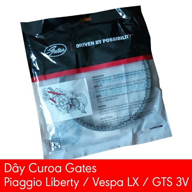 Dây Curoa Gates Vespa 3v, Liberty 3v.ie GTS Primavera, Sprint, Piaggio Fly,Amity, Saphire dây đai Cu roa ly hợp côn