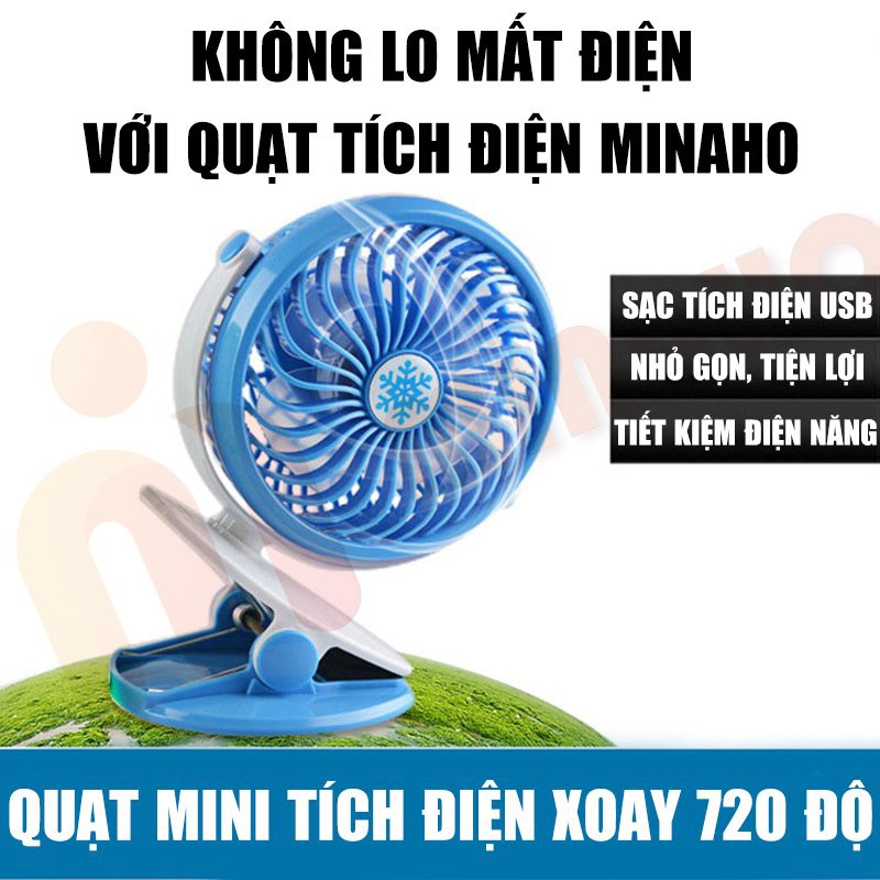 Quạt mini tích điện để bàn Minaho - Quạt mini xoay 720° | BigBuy360 - bigbuy360.vn