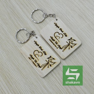 Móc khóa gỗ khắc tên theo yêu cầu