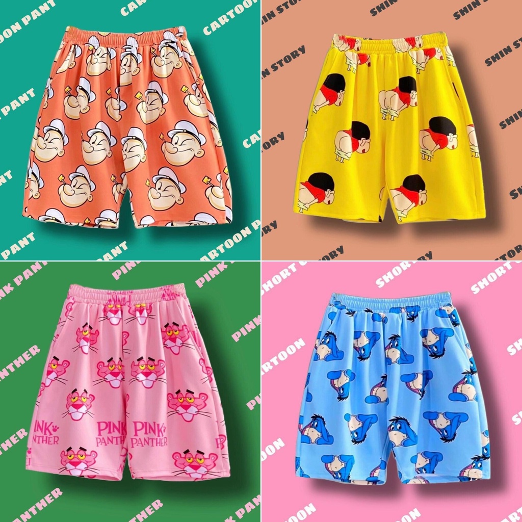 Quần Short hoạt hình Unisex BST 05 ❤️ Quần đùi nam nữ mặc nhà Freesize 38-65kg Molly Fashion