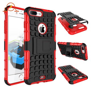 👉 iPhone 7 8 Plus Case Armor Tire Texture Anti-fall Cover With Stand Holder