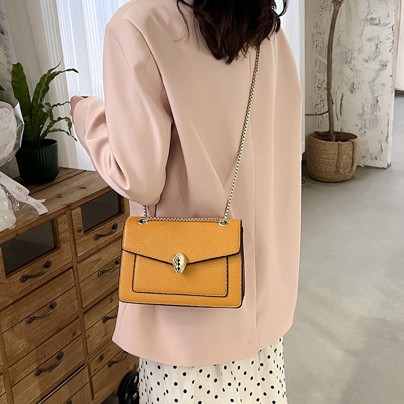 Túi đeo vai IELGY hình vuông cỡ nhỏ phối dây sợi xích ba chiều thời trang cao cấp cho nữ