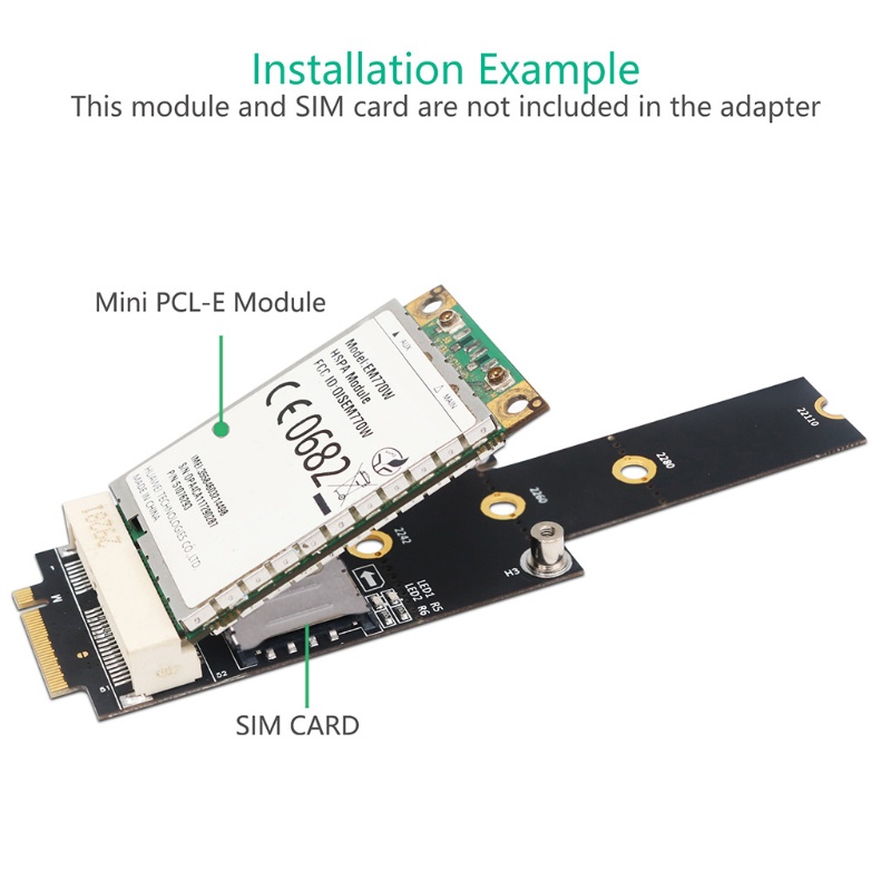 Bộ Chuyển Đổi Utake M.2 2242 2280 22110 Ngff Mini Pci-E Sang Thẻ Sim Cho Wifi / Wwan / Lte Module 3g / 4g