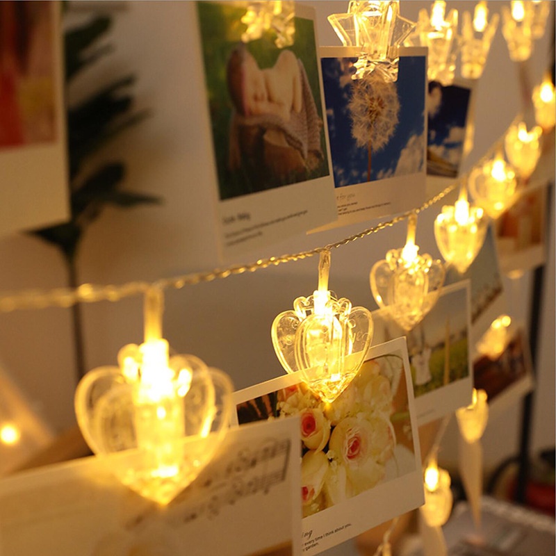 Dây Đèn Led 10 Bóng Dài 2m Kèm Kẹp Ảnh Trang Trí