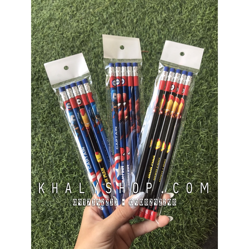 ( Giao Ngẫu Nhiên ) Set 5 bút chì hình siêu anh hùng Marvel