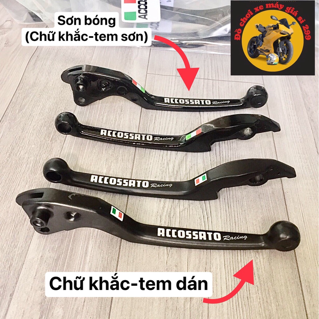 Tay côn tay thắng mod chữ Accossato sơn đen bóng Winner - Exciter - Vario (chữ sơn-tem sơn)