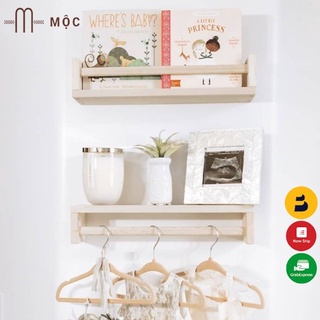 Kệ sách treo tường mộc gỗ thông treo âm tường