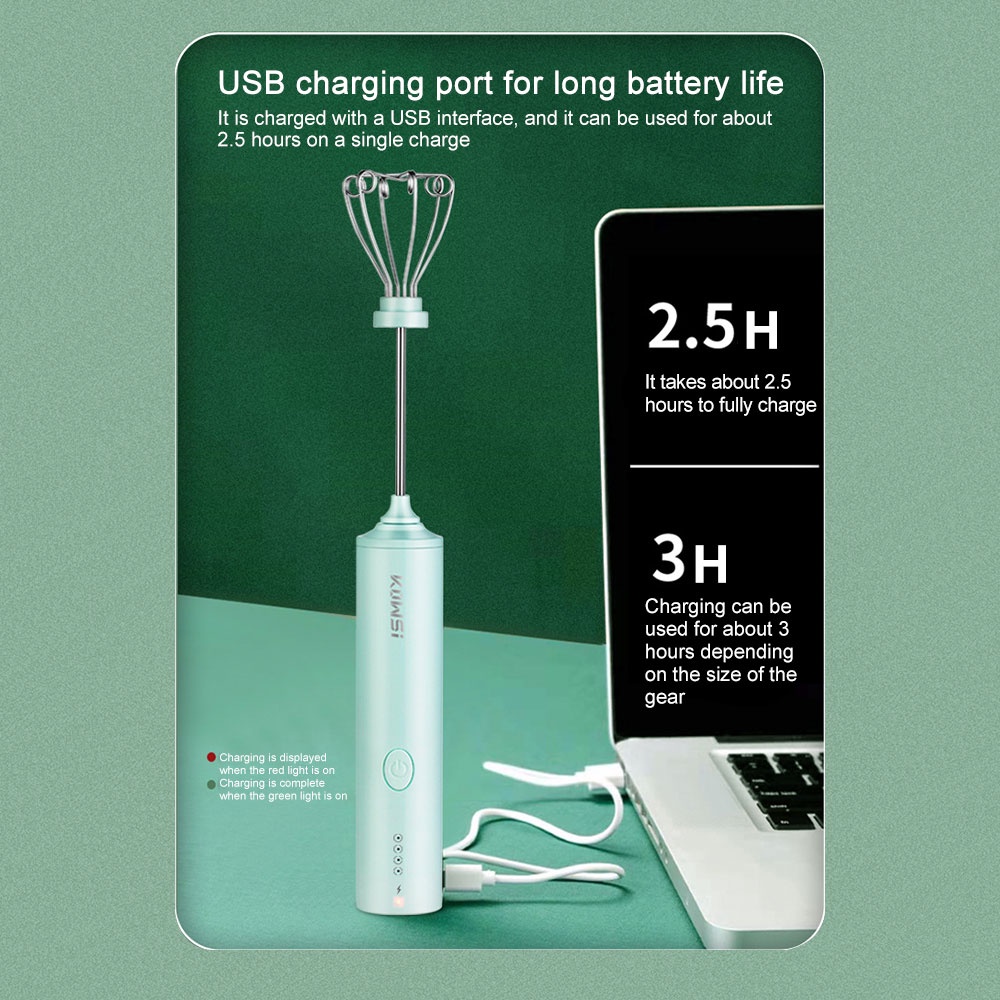 Máy Đánh Trứng / Sữa / Cà Phê Cầm Tay 3 Mức Độ Sạc Usb Có Màn Hình Hiển Thị