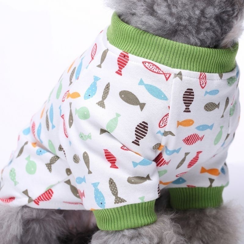 Pet Dog Apparel Pajamas Cartoon Print Adorable Clothes Jumpsuits