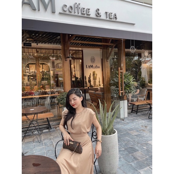 ( Ảnh thật ) S0621 Set áo tay hến và chân váy dài