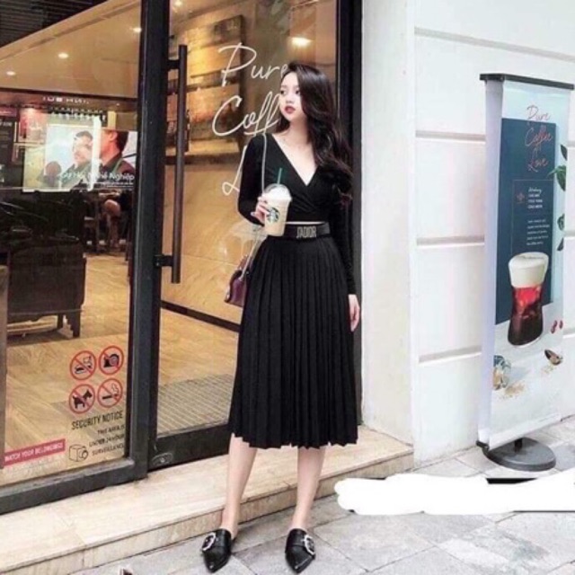 Chân váy xoè, Chân váy xếp ly nhỏ 3 dáng, cạp chun co giãn - NhiNhiShop