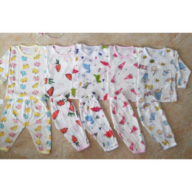 Bộ cotton giấy dài tay cho bé 3 đến 13kg