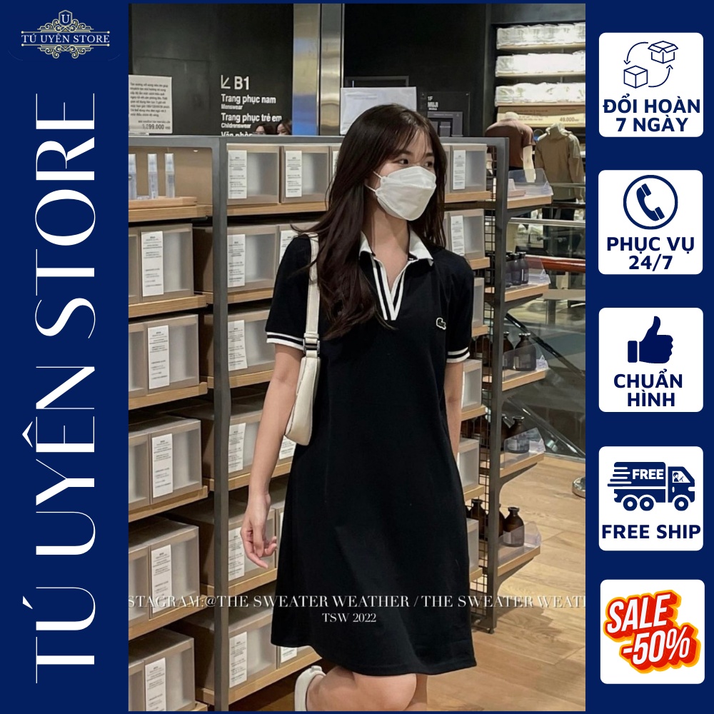 Váy polo trơn cộc cổ bẻ nữ - Đầm thun dáng ôm body cổ sơ mi sexy cá tính ulzzang HOT 2022 - Tú Uyên Store