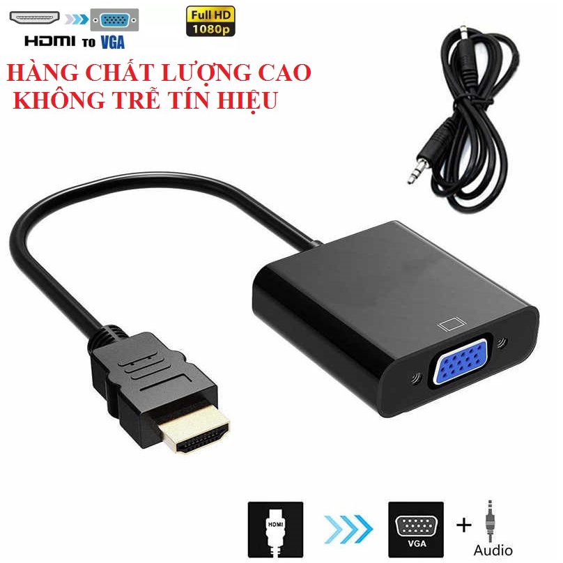 Cáp chuyển đổi từ HDMI sang VGA kết nối máy chiếu LOẠI TỐT NHẤT CHỐNG NHIỄU HDMI TO VGA