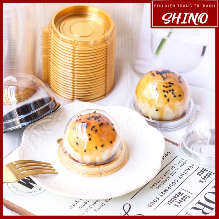 Bộ 50 Hộp / Khay và Nắp Tròn Đựng Bánh Nướng/ Bánh Trung Thu 60 - 80g