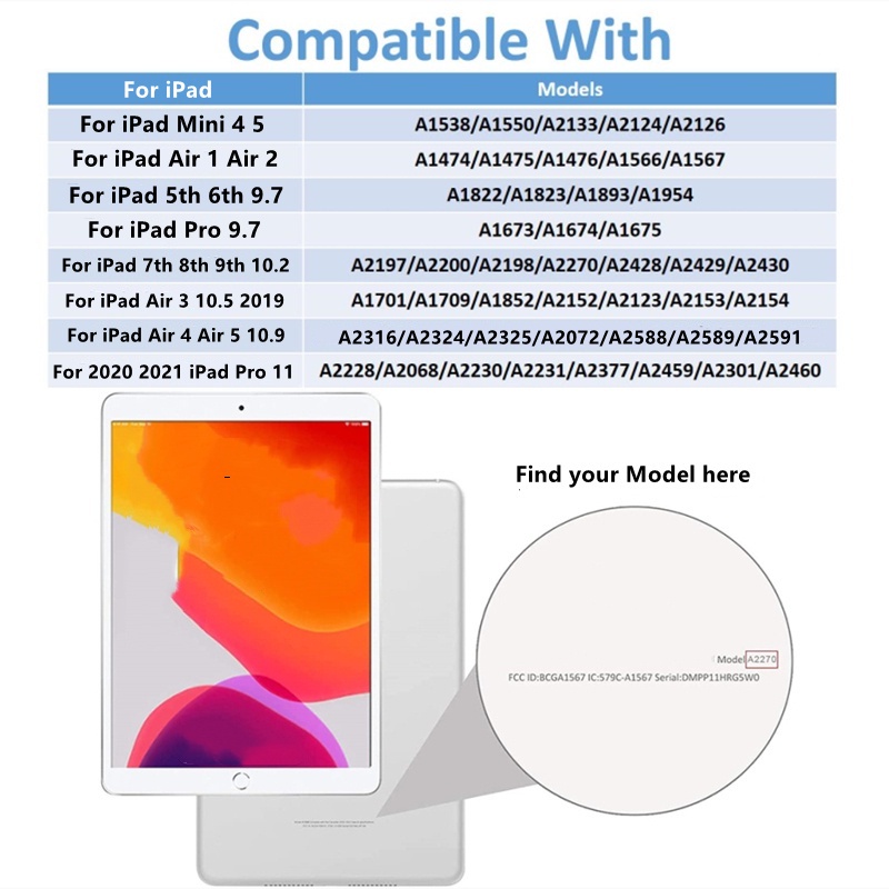 Dllencase Ốp Máy Tính Bảng Có Ngăn Đựng Bút Cho Compatible For iPad 2021 Pro 11 2019 2020 10.2 7/8th Generation 2018 9.7 5/6th Mini 4 5 Air 4 10.5 10.9 A271
