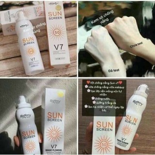 xịt chống nắng Sun Screen V7 lên tone- trắng da Hàn Quốc  ko bết dính - cam kết chính hãng