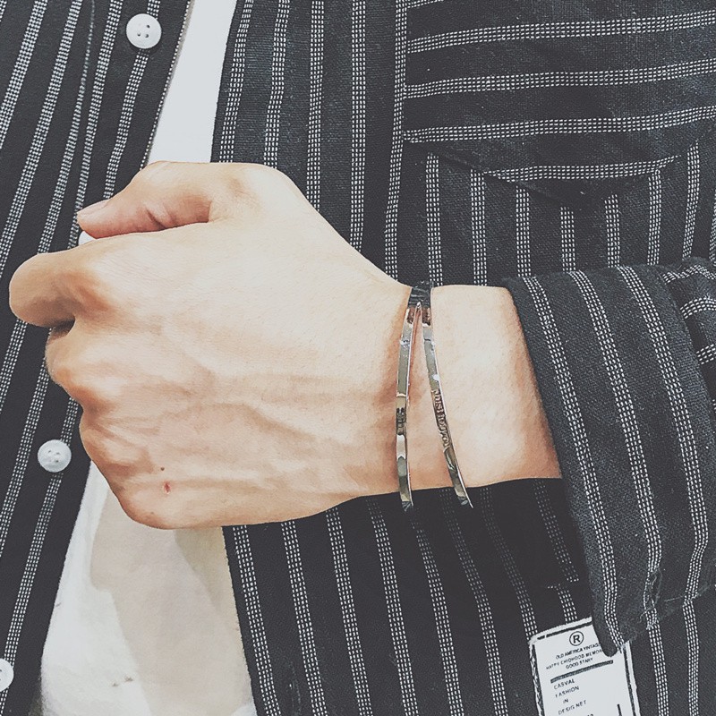 Korean version of creative double layer design titanium steel bracelet B702