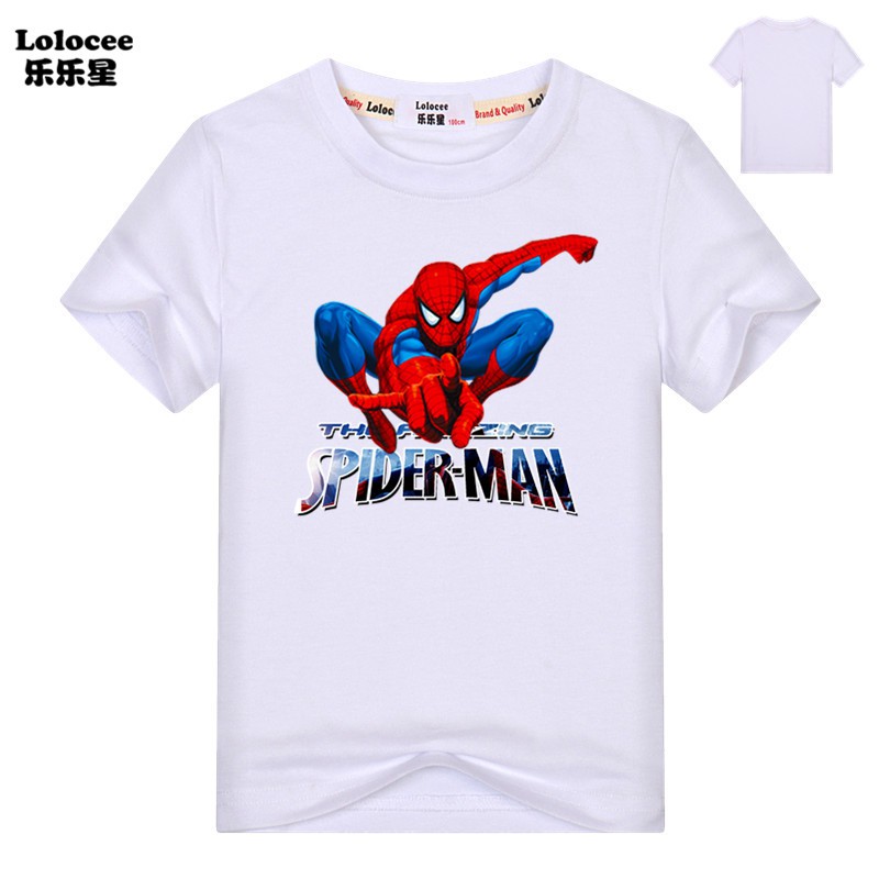 Áo Thun Tay Ngắn In Hình Spiderman Cho Bé Trai