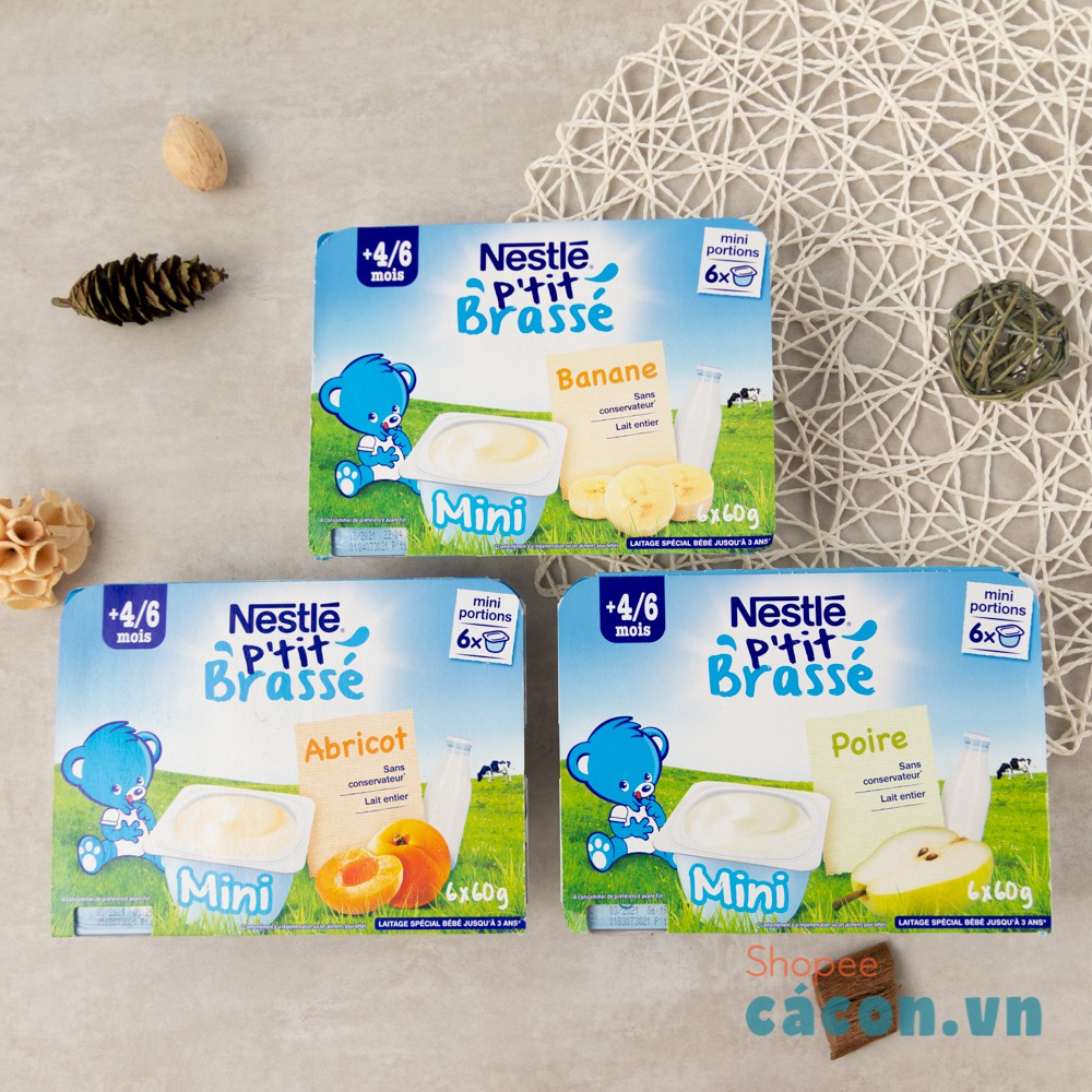 [Đồ ăn dặm cho bé] Sữa chua/ váng sữa nguội Nestle ăn dặm vị tự nhiên, chuối, mơ, lê cho bé 4, 6, 7, 8, 9.. 12m