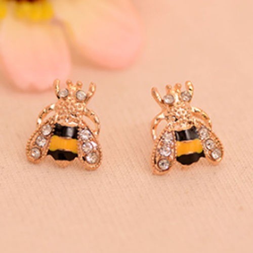 Khuyên Tai Hình Con Ong Đính Đá Pha Lê Nguyên Vòng