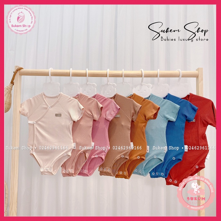 Bodysuit Cộc Tay Vạt Chéo Cookie - Chất Cotton Tăm Mềm Mát - Cho Bé Sơ Sinh