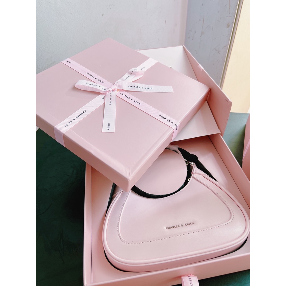Túi Xách Nữ Charles &amp; K Trái Tim Bản Chuẩn Đẹp Tặng Kèm Túi Giấy Có Hộp Hồng