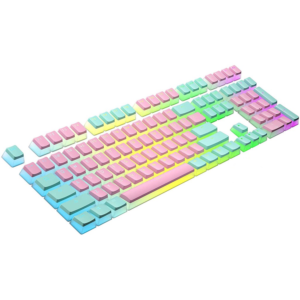 Bàn phím cơ pudding Cyan Pink 108 Double Shot PBT pudding keycap Cấu hình Ansi / ISO-Oem 60% / 87/104/108 bàn phím cơ có đèn nền chuyển đổi