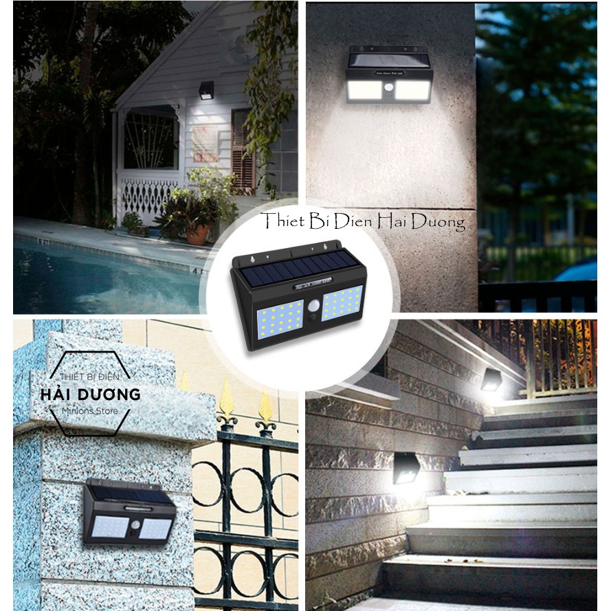 Bộ 3 Đèn led đôi cảm biến hồng ngoại năng lượng mặt trời  (40 mắt led ) - cảm biến 3 chế độ - Energy Green L