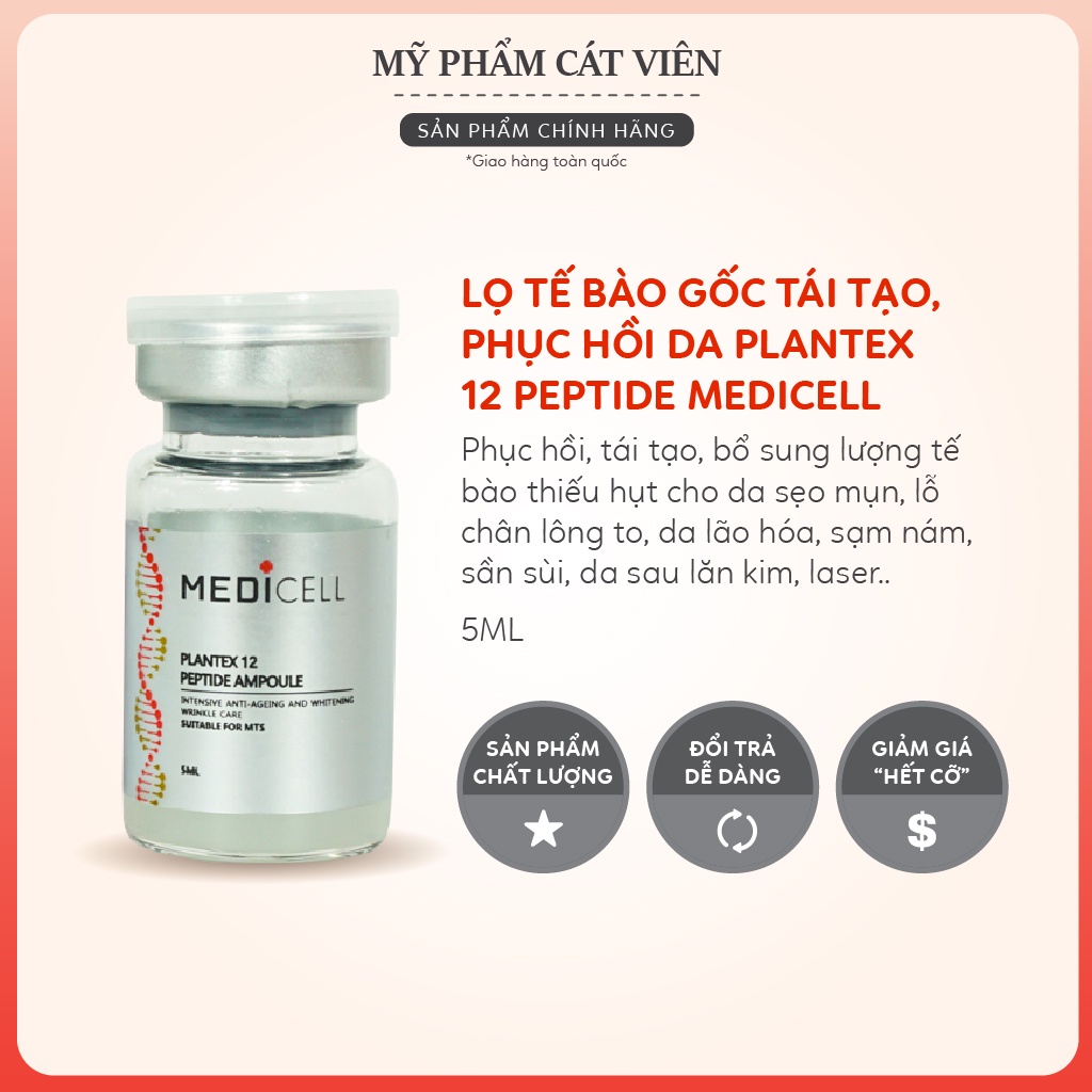 Tế bào gốc tái tạo da Plantex Medicell, chăm sóc da lăn kim, làm trắng da mờ thâm, se khít lỗ chân lông - lọ lẻ 5ml