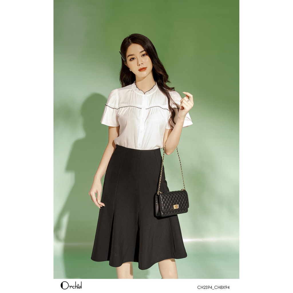 Chân váy dáng xòe form dài, chất Twill silk thoáng mát thoải mái - Orchid CH8X94