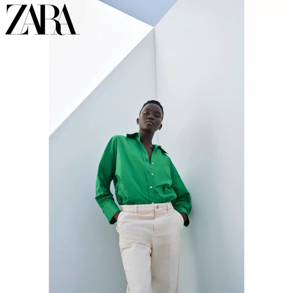 Zara Áo Sơ Mi Chất Liệu cotton Thời Trang Mùa Thu Dành Cho Nữ