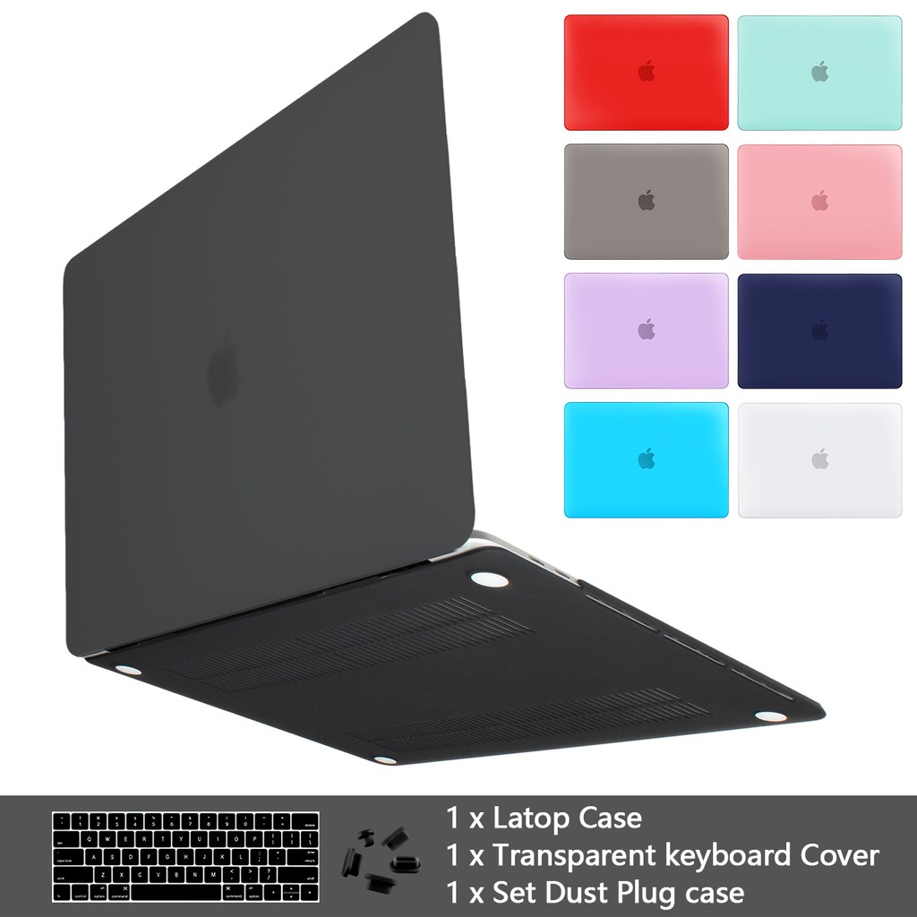 Ốp Batianda Màu Đen Kèm Tấm Bảo Vệ Bàn Phím Trong Suốt Cho MacBook Air Pro 11/12/13/15/16 inch 2010-2020 A2141 A2179