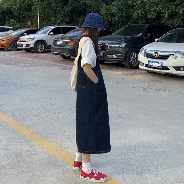 Có sẵn | Đầm yếm jeans ulzzang dáng dài | BigBuy360 - bigbuy360.vn