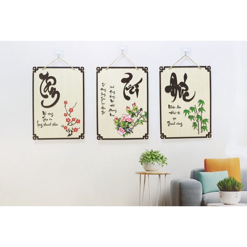 Biển Gỗ Trang Trí Chữ Thư Pháp