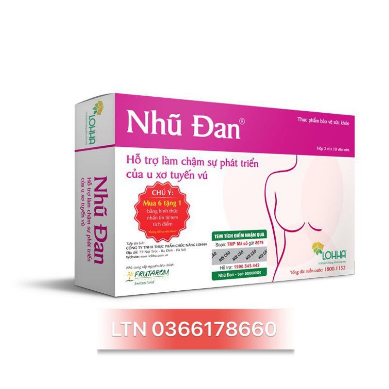 Nhũ đan hỗ trợ u xơ tuyến vú hộp 20 viên
