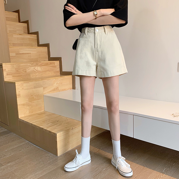 Quần short denim lưng cao 42244 đơn giản dễ phối đồ