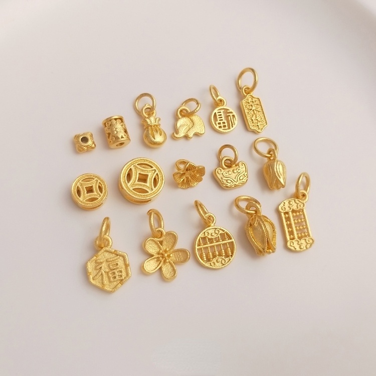 Phụ Kiện Hạt Làm Mặt Trang Sức Hình Đồng Xu/Hoa Đào/Hoa Đào Bằng Đồng Thau Độ Bền Cao Màu Sắc Đẹp Mắt diy