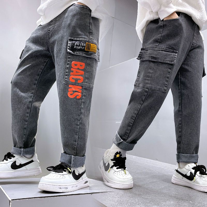 Quần Jeans Dài Ống Đứng Thời Trang Xuân Thu Cho Bé Trai