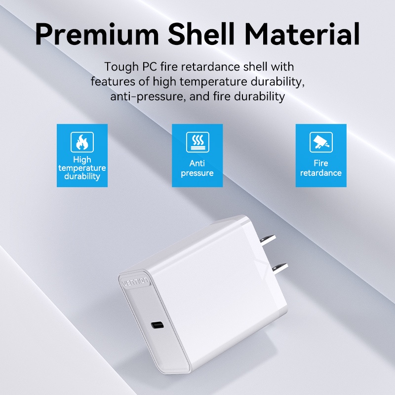 Củ sạc nhanh Vention cổng Type-C USB 3.0 30W PD cho Huawei, Samsung, Xiaomi portable charger Fast Charger Support Type C PD