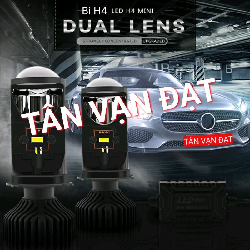Đèn bi Led Mini ADIU chân H4 xe Ôtô Giá 2 bóng Quạt không dây