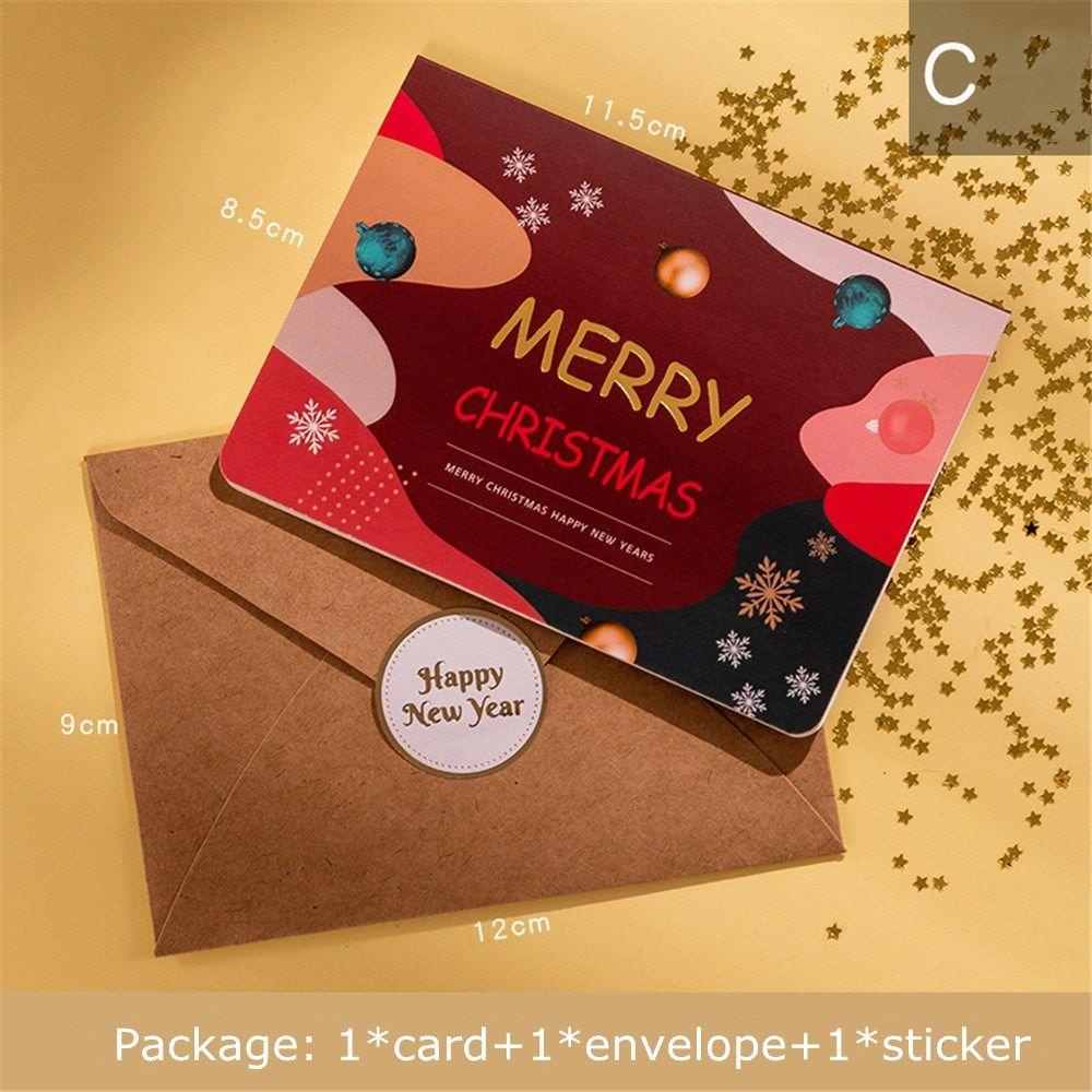 1 Set Thiệp Chúc Mừng Giáng Sinh Kèm Nhãn Dán Màu Đồng