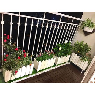 SIÉUSALE { VIP HOT}Chậu hàng rào nhựa composite trồng hoa cây các loại màu trắng kèm chân thép