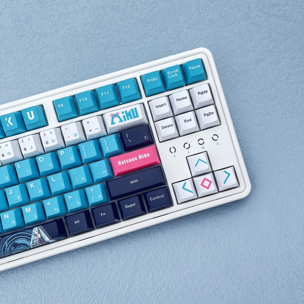 140 Phím Hatsune Miku Keycap Cherry Profile Miku Anime PBT Dye Sub Bàn phím cơ học Keycaps