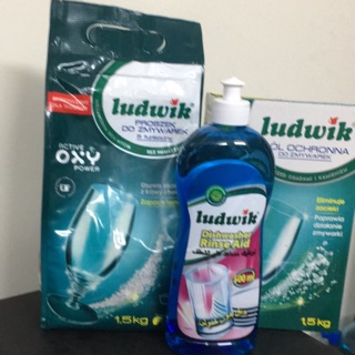 Combo  bột rửa chén bát Ludwik 1.5 kg+ chai bóng Ludwik 500 ml + nuôi ryuawr bát ly Ludwik 1.5 kg