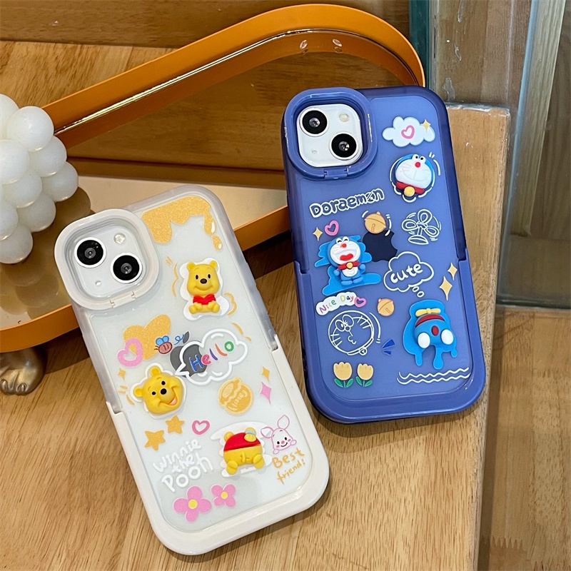 Ốp Điện Thoại Họa Tiết Hoạt Hình winnie the pooh doraemon Dễ Thương Chống Sốc Cho iphone 13 11 12 14 pro max xr xs