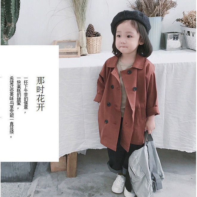 [Babycat Hàng Có Sẵn Áo Khoác Dài Trung Bình Phong Cách Nhật Bản Hàn Quốc Mùa Thu Mới Mùa Thu Dành Cho Trẻ Em 2022