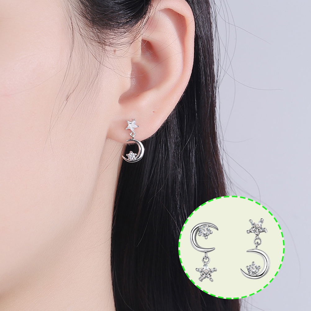 Khuyên Tai Hình Mặt Trăng Và Ngôi Sao Thời Trang Cho Nữ