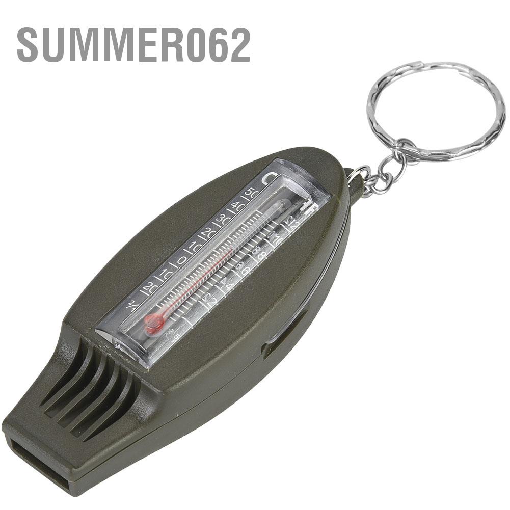 Summer062 4 in 1 Portable Multifunctional Whistle with Compass Magnifier Thermometer for Outdoor Survival