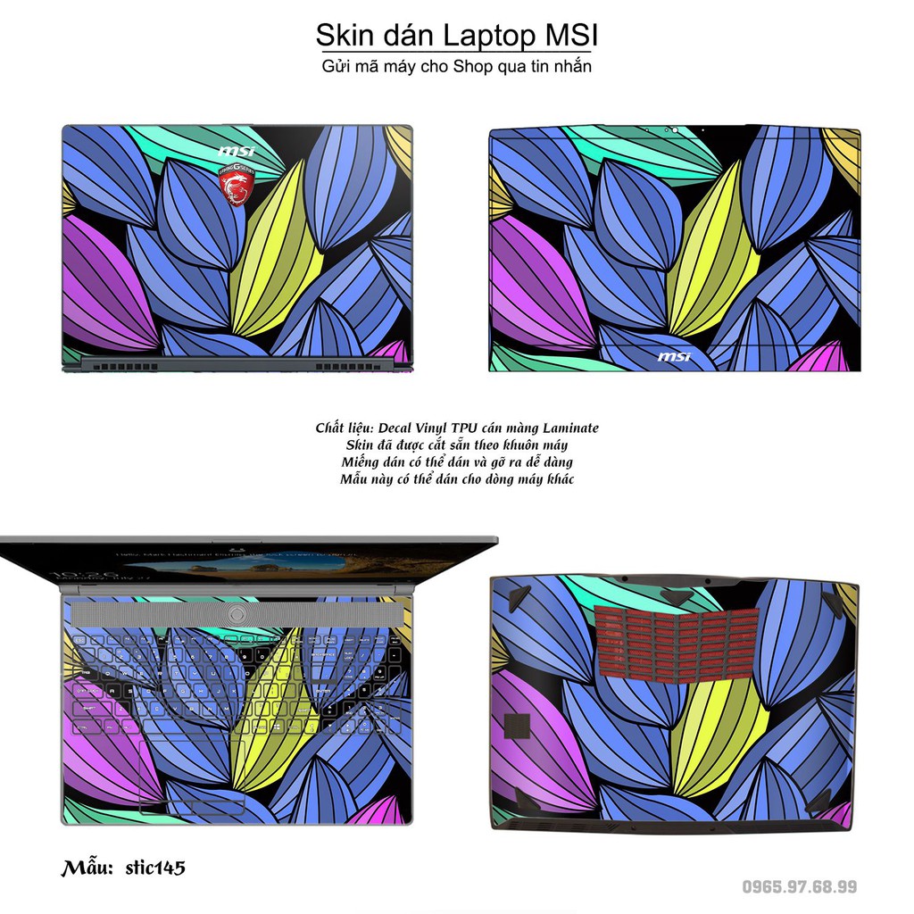 Skin dán Laptop MSI in hình Hoa văn sticker nhiều mẫu 24 (inbox mã máy cho Shop)